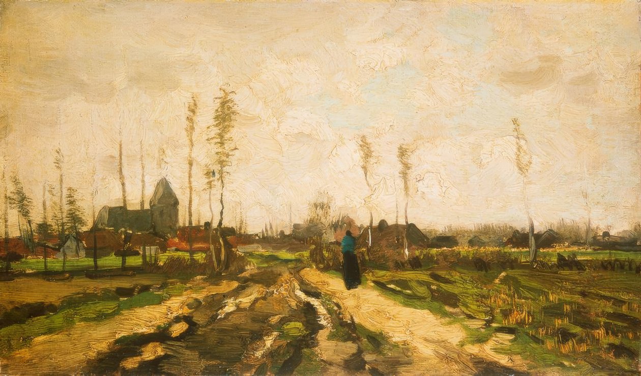 Krajina s kostelem a domy od Vincent van Gogh