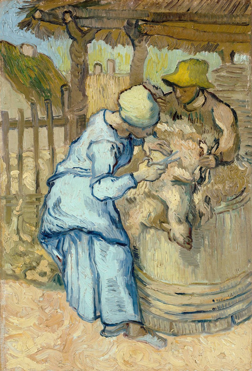 Střihači ovcí - obraz Vincenta van Gogha (1853-1890), podle Jeana Francoise Milleta (1814-1875), olej na plátně od Vincent van Gogh