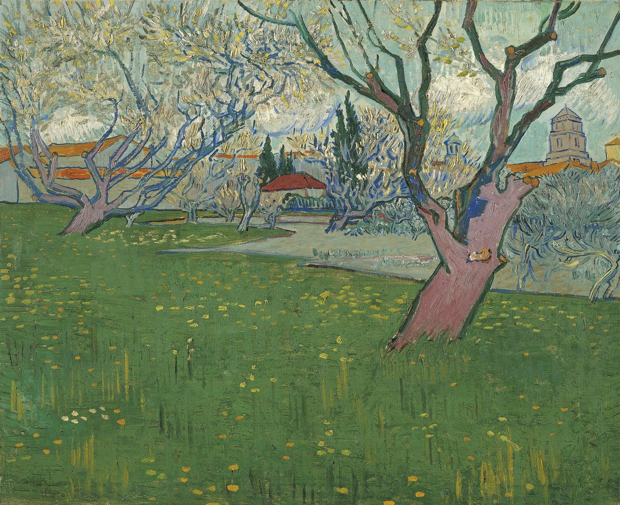 Kvetoucí sady, pohled na Arles od Vincent van Gogh