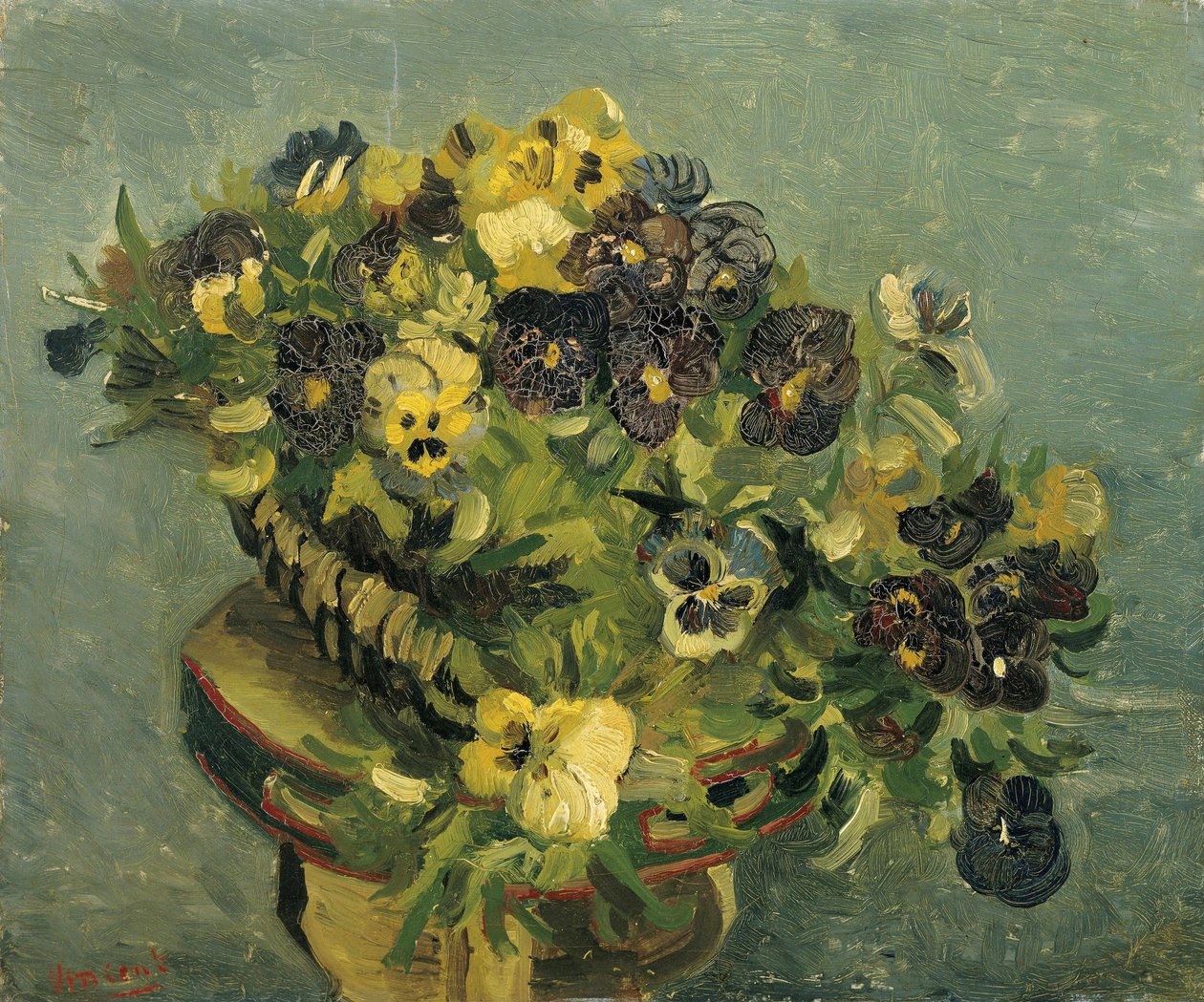 ""Košík macešek"" (Košík macešek) Obraz Vincenta van Gogha (1853-1890) 1886 Rozměr 46x55,5 cm cm Van Goghovo muzeum, Amsterdam od Vincent van Gogh