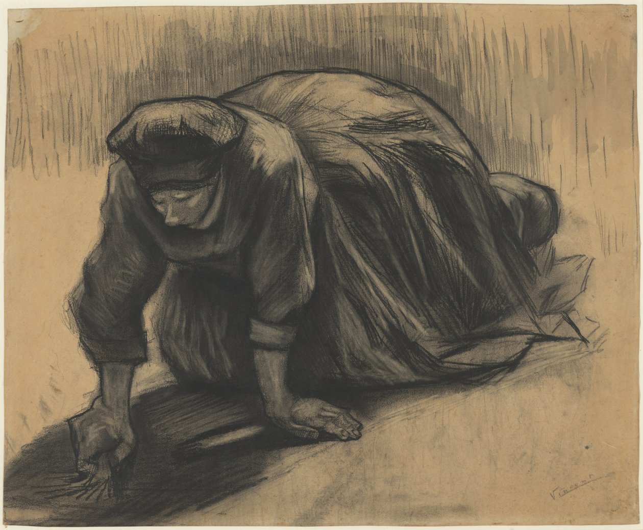 Klečící selka vytahující mrkev od Vincent van Gogh