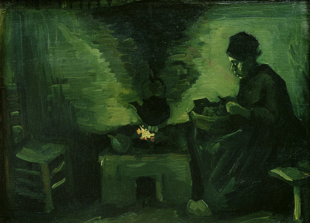 Rolnická žena u krbu, kolem roku 1885 (olej na plátně položeném na palubě) od Vincent van Gogh