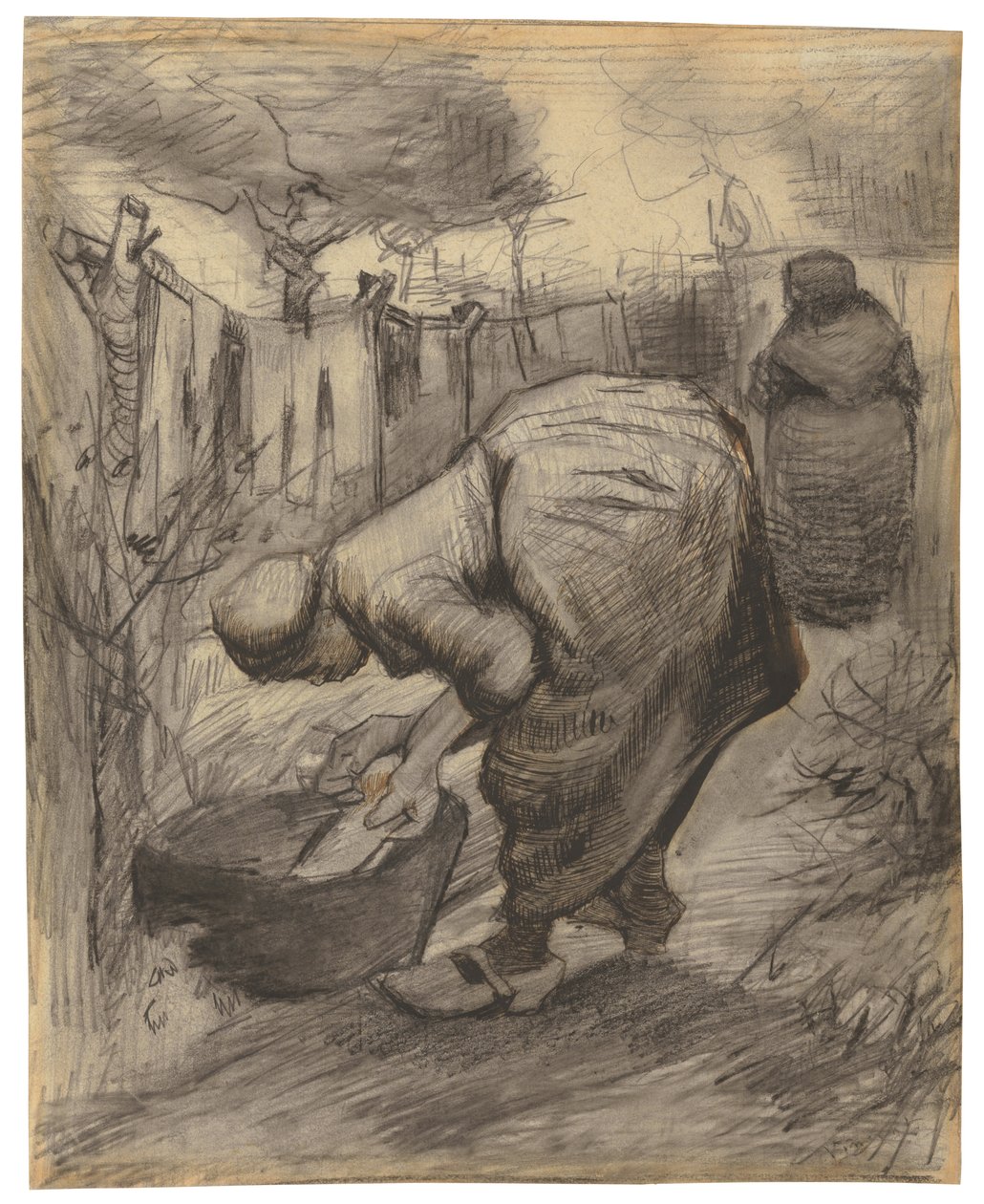 Sedlák s umyvadlem v zahradě; Selka s umyvadlem v zahradě, 1885 od Vincent van Gogh