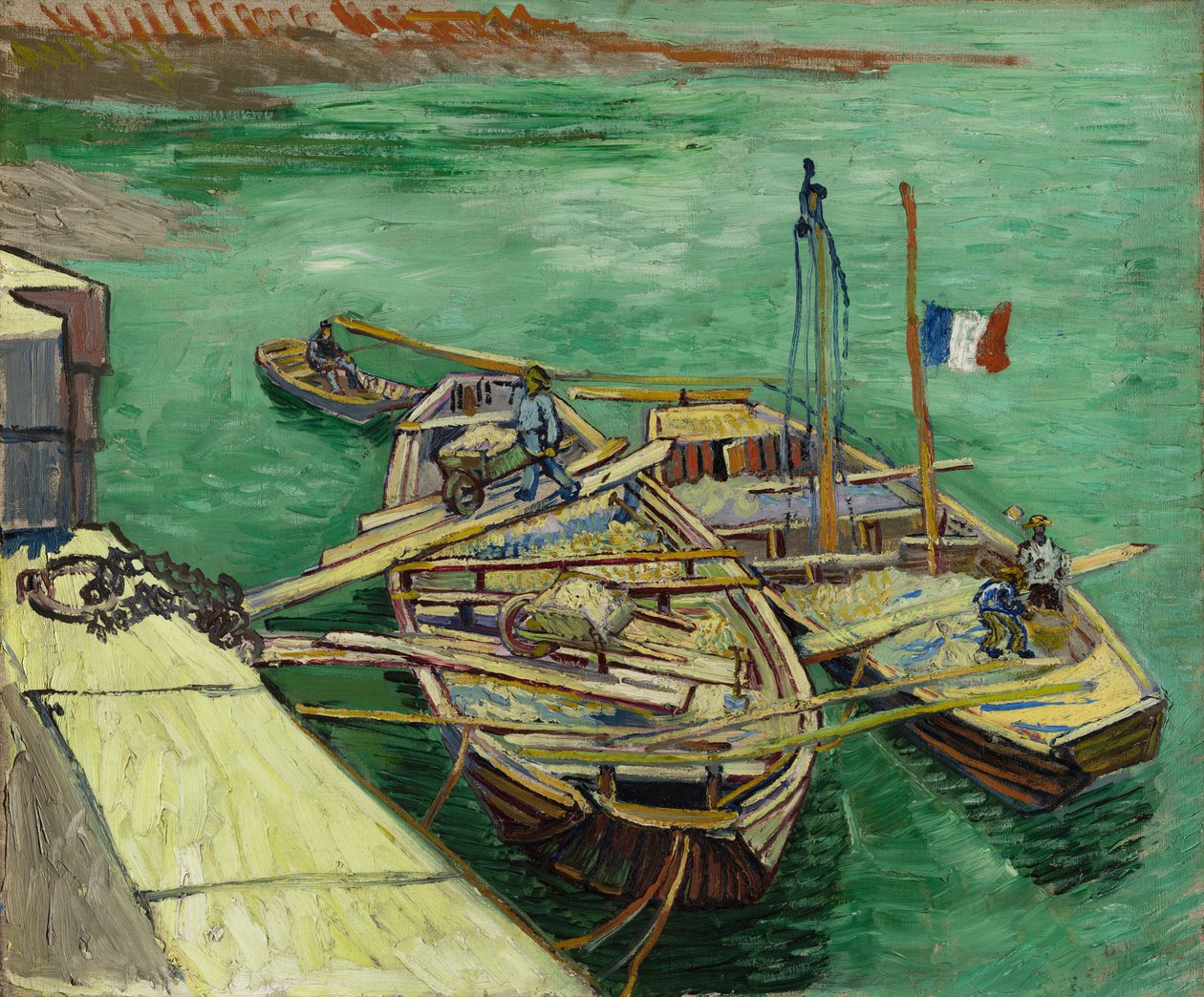 Nábřeží s muži vykládajícími pískové čluny od Vincent van Gogh