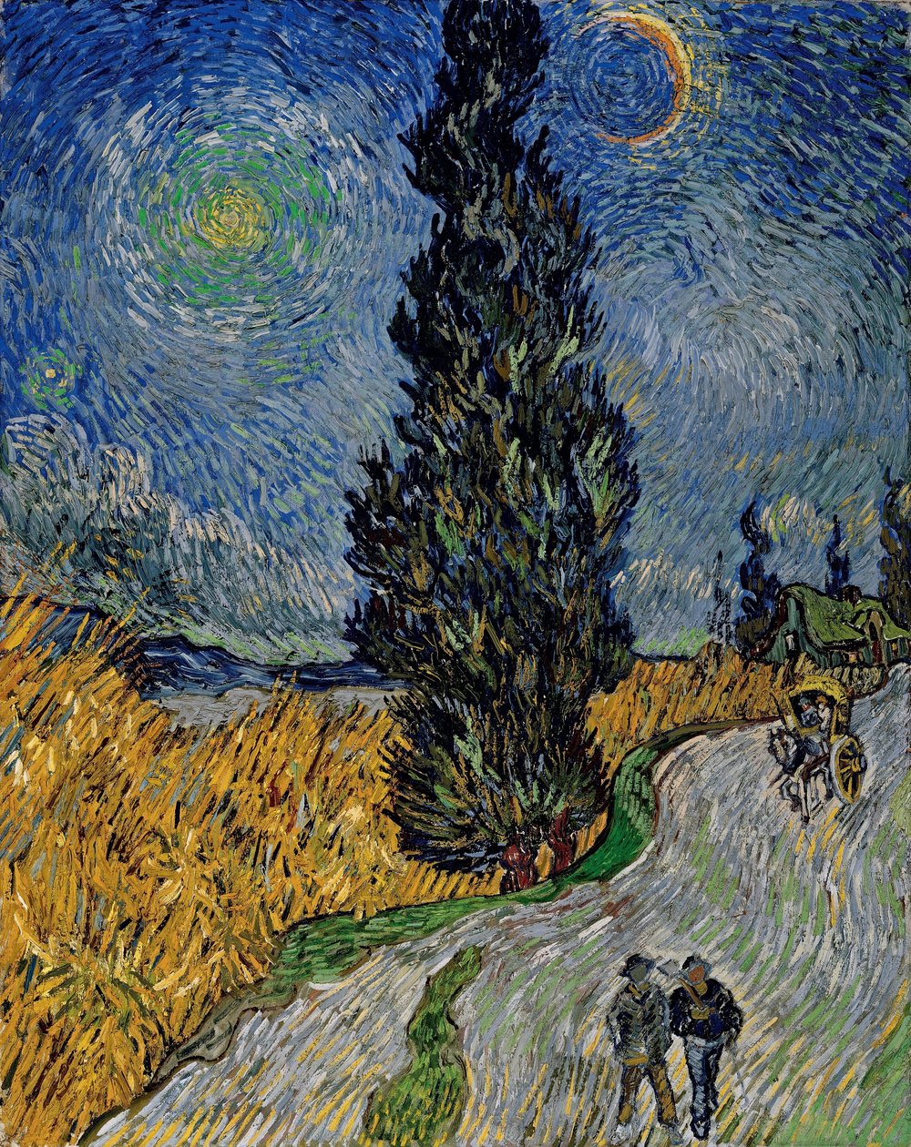 Silnice s cypřišem a hvězdou od Vincent van Gogh