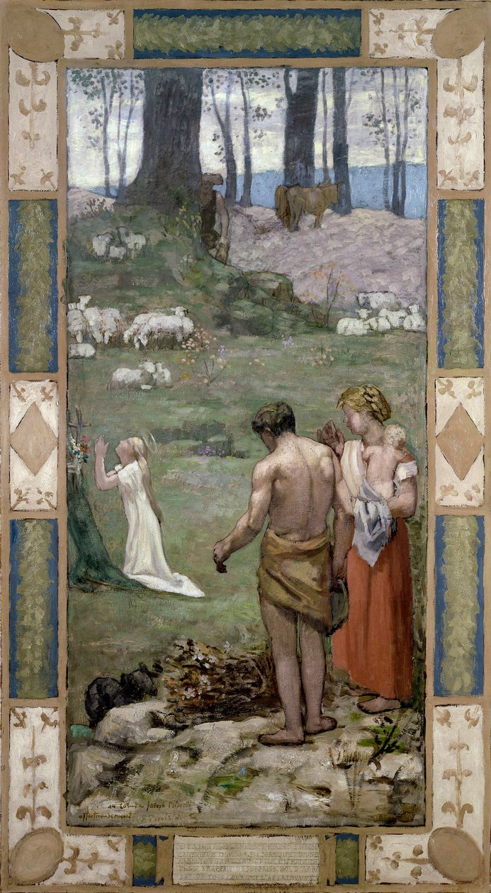 ""Dítě svaté Genevieve v modlitbě"" (Svatá Genevieve jako dítě v modlitbě) Obraz Vincenta van Gogha (1853-1890) 1876 Rozměr 136,5 x 76,3 cm Muzeum Van Gogha, Amsterdam od Vincent van Gogh