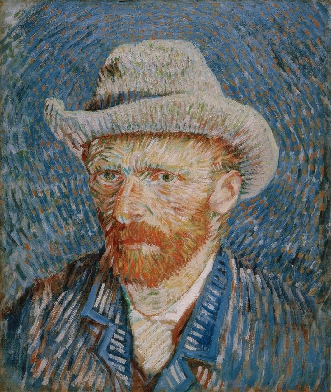 Autoportrét s šedým plstěným kloboukem od Vincent van Gogh