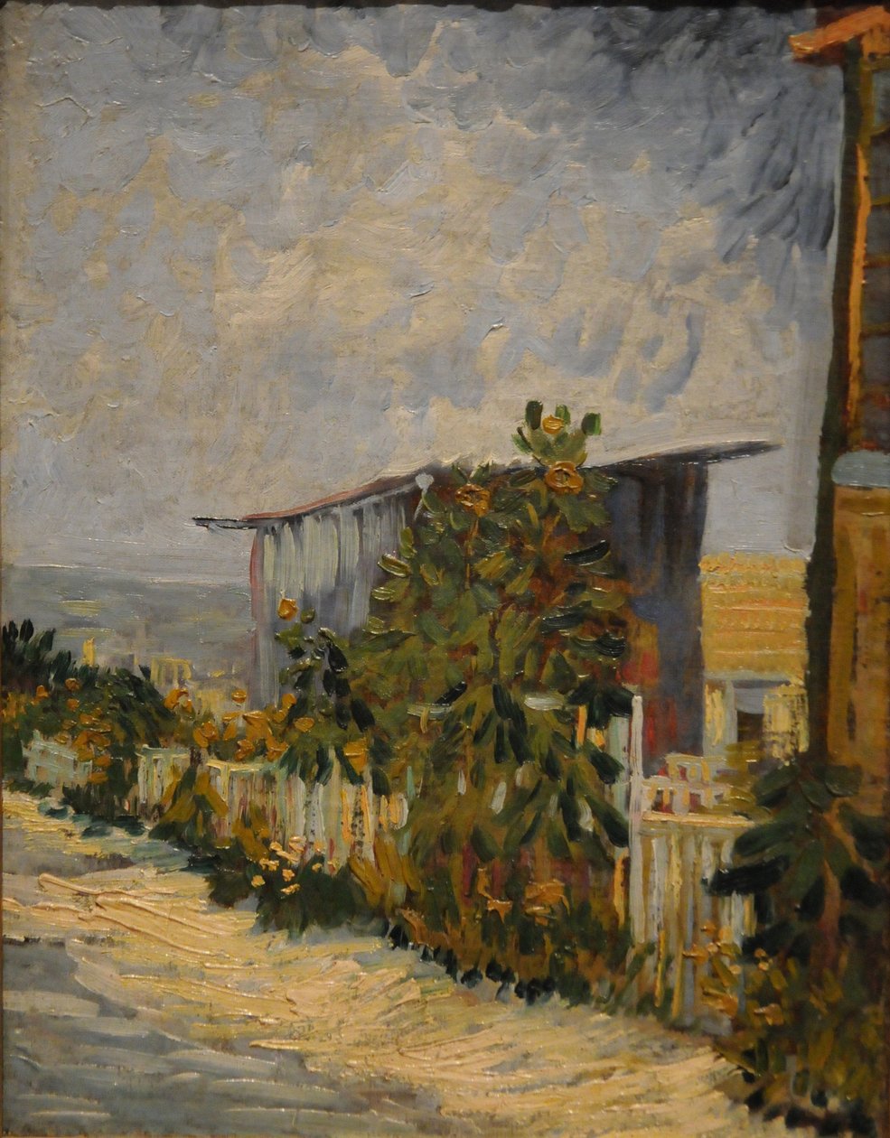 Bouda na Montmartru se slunečnicí, 1887 od Vincent van Gogh