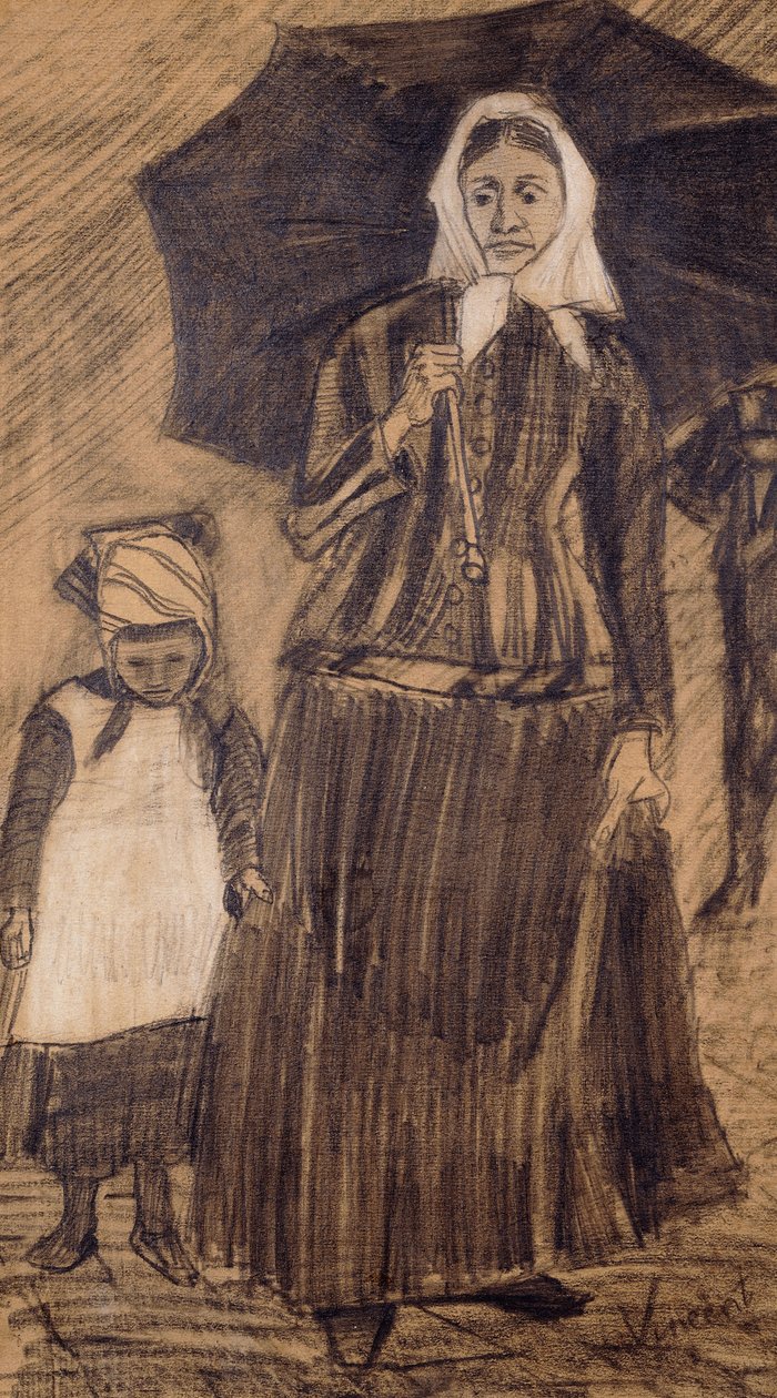 Sien pod deštníkem s dívkou, 1882 od Vincent van Gogh