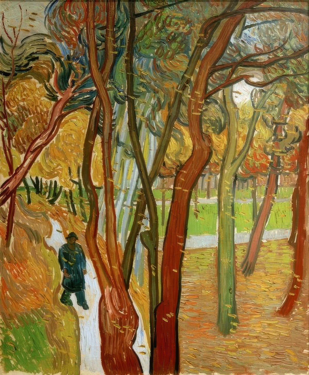 Chodci v parku s padajícím listím od Vincent van Gogh