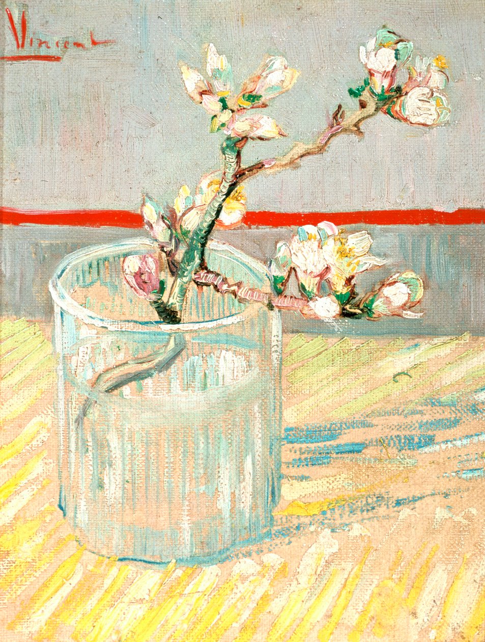 Snítka kvetoucího mandlového květu ve sklenici, 1888. od Vincent van Gogh