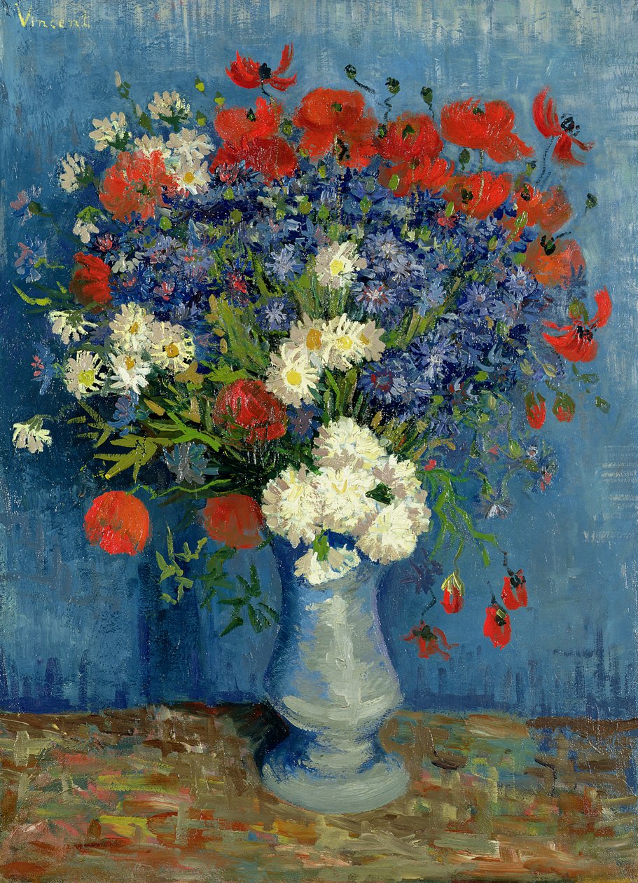 Zátiší: Váza s chrpami a máky, 1887 od Vincent van Gogh