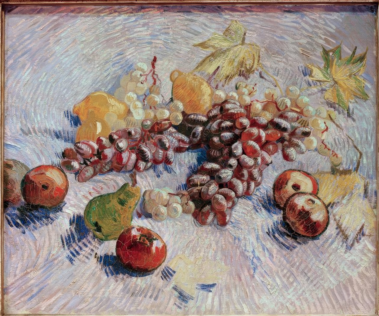 Zátiší s hrozny, jablka, citrony a hrušky od Vincent van Gogh