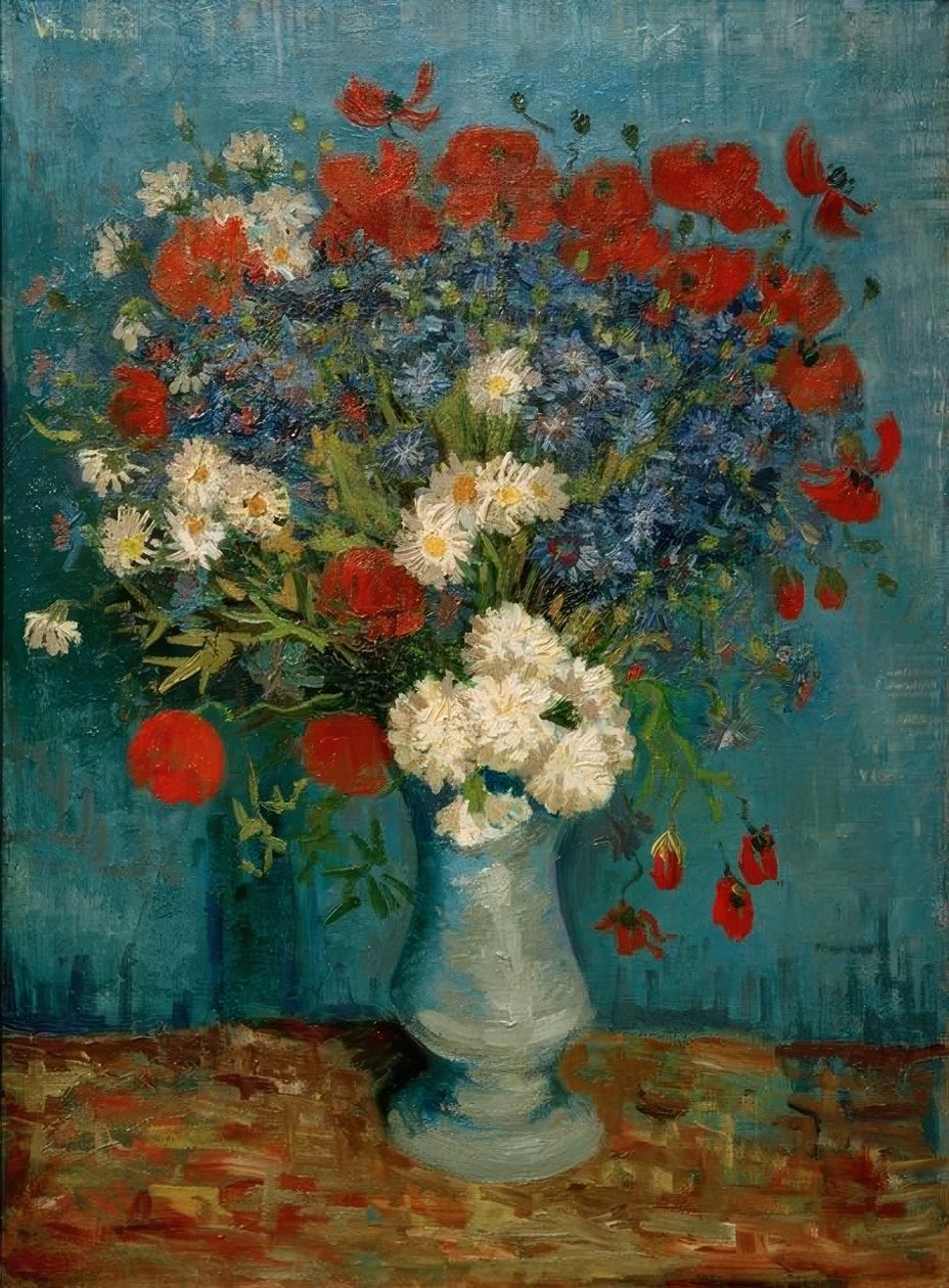 Zátiší: váza s chrpami a máky od Vincent van Gogh