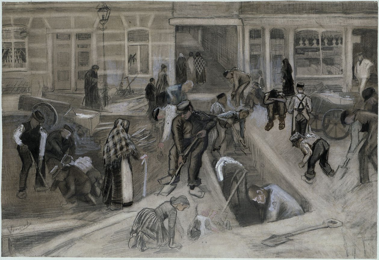 Silniční dělníci při hloubení schodišťové šachty od Vincent van Gogh