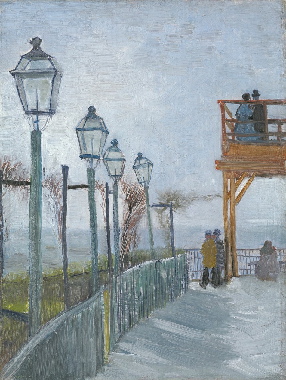 Terasa a vyhlídková plošina v Moulin de Blute-Fin, Montmartre, počátek roku 1887. od Vincent van Gogh