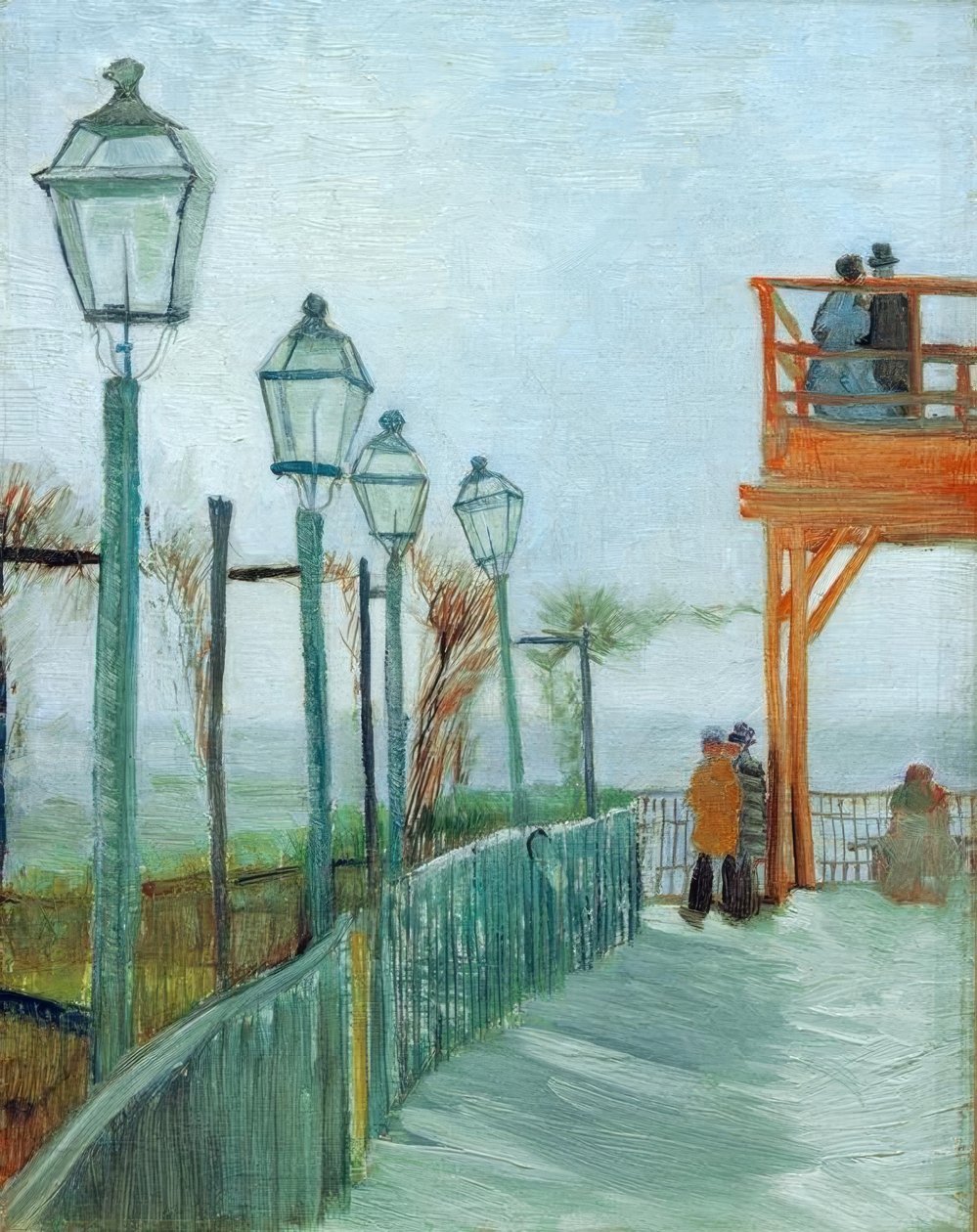 Terasa a vyhlídková terasa na Moulin de Blutefin, Mont od Vincent van Gogh