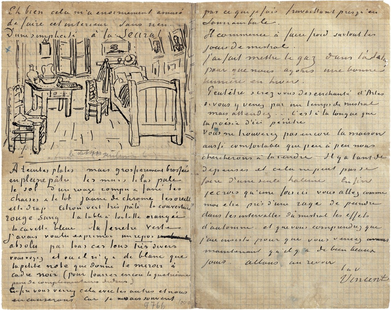 Ložnice, Dopis Paulu Gauguinovi z Arles, středa, 17. října 1888 od Vincent van Gogh