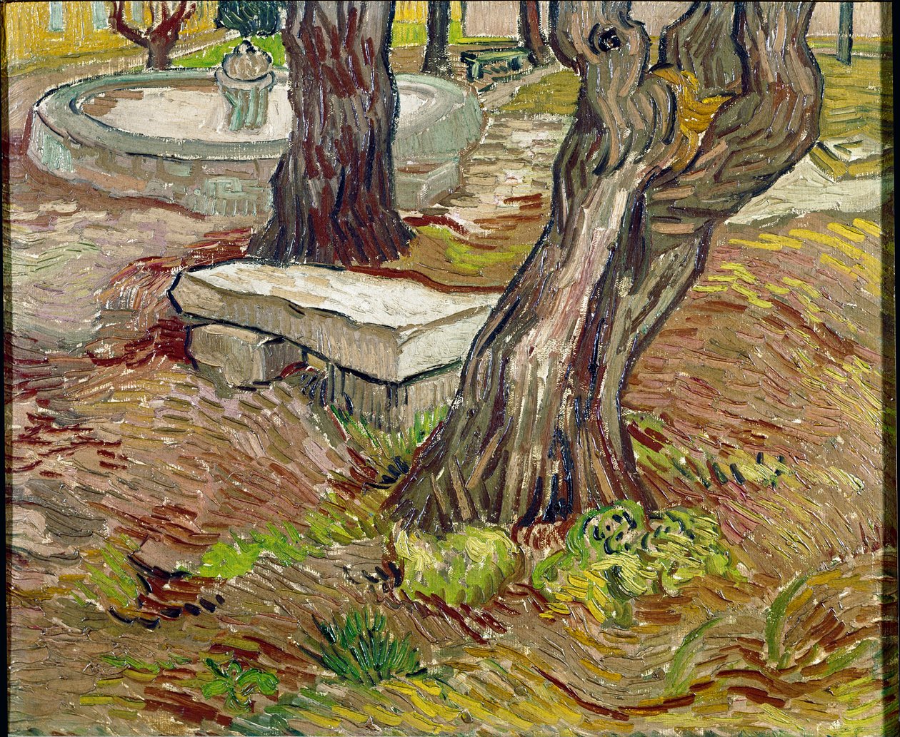 Park azylového domu Saint Paul (Saint Paul) v Saint-Remy (Saint Remy) nebo Bench de Pierre. Obraz Vincenta Van Gogha (1853-1890) od Vincent van Gogh
