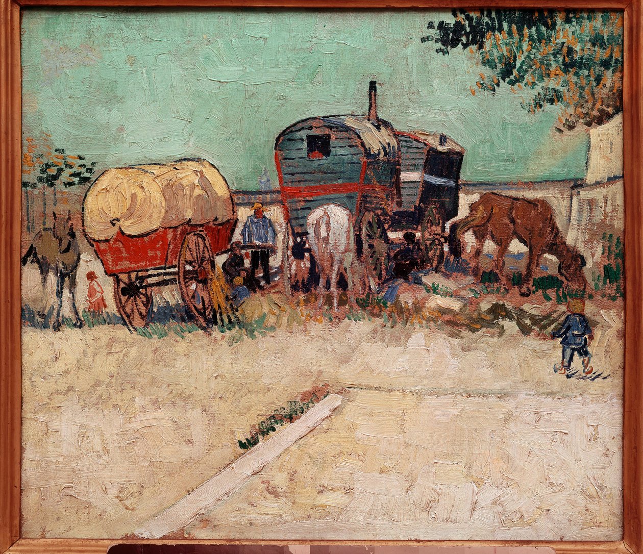 Přívěsy, tábor bohémů v okolí Arles. Obraz Vincenta Van Gogha (1853-1890) od Vincent van Gogh