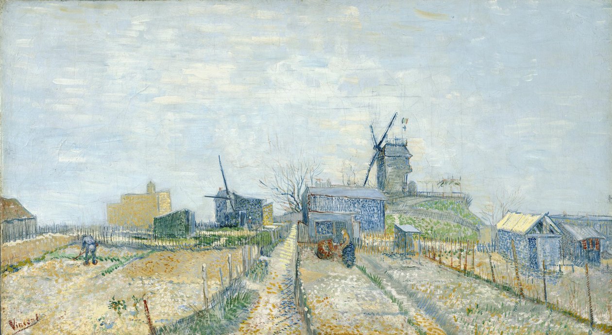 Zeleninové zahrady a Moulin de Blute-Fin na Montmartru od Vincent van Gogh