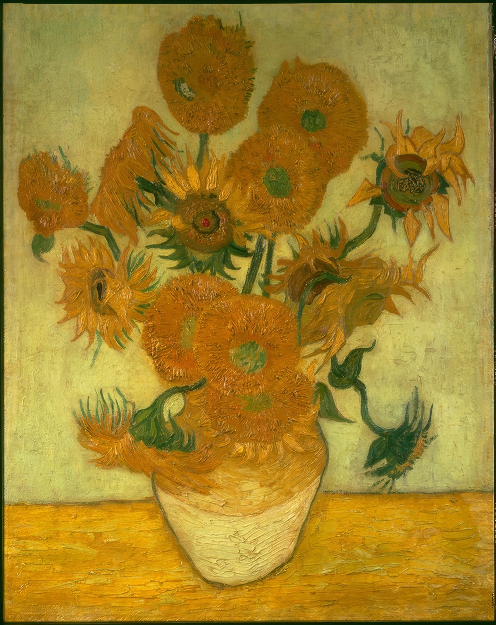 Čtyři deset slunečnic ve váze od Vincent van Gogh