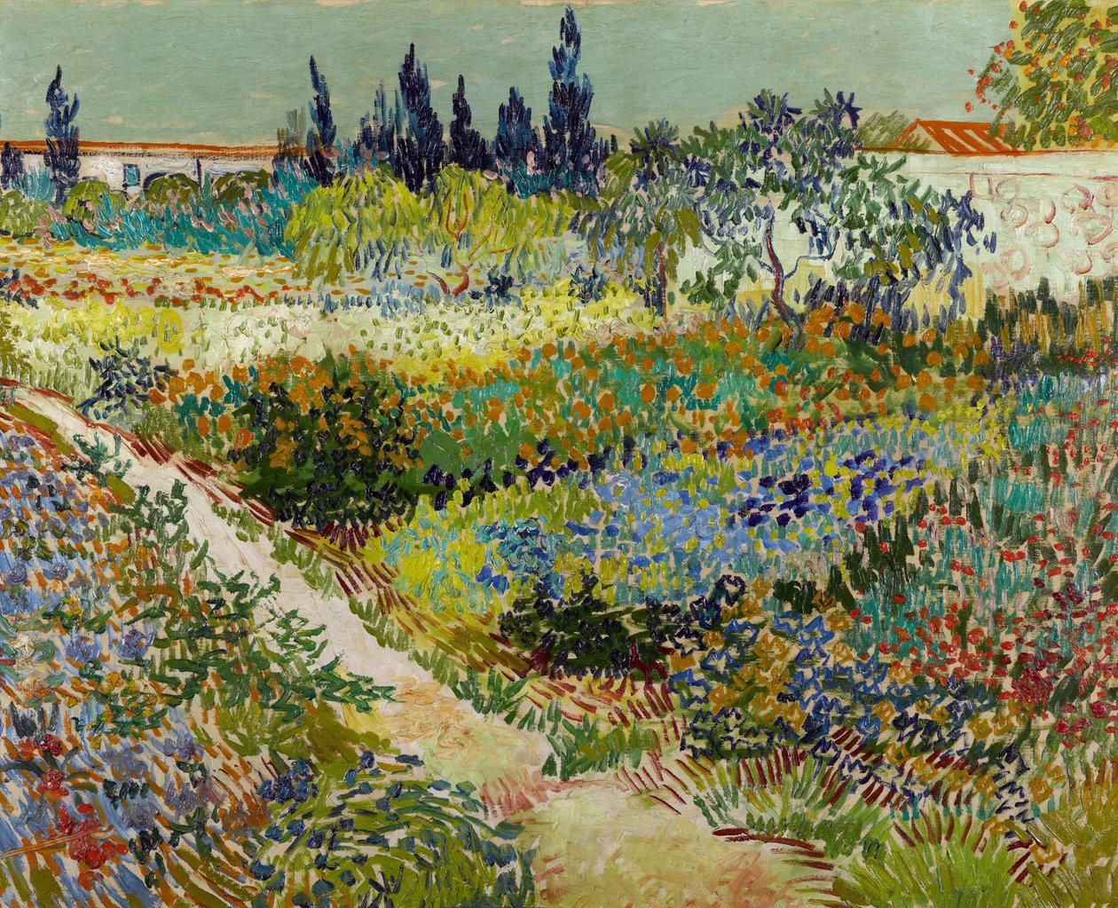 ""Pohled na Kvetoucí zahradu s cestou"" (Květoucí zahrada s cestou) Obraz Vincenta van Gogha (1853-1890) 1888 Gemeentemuseum Den Haag, Haag, Nizozemsko od Vincent van Gogh