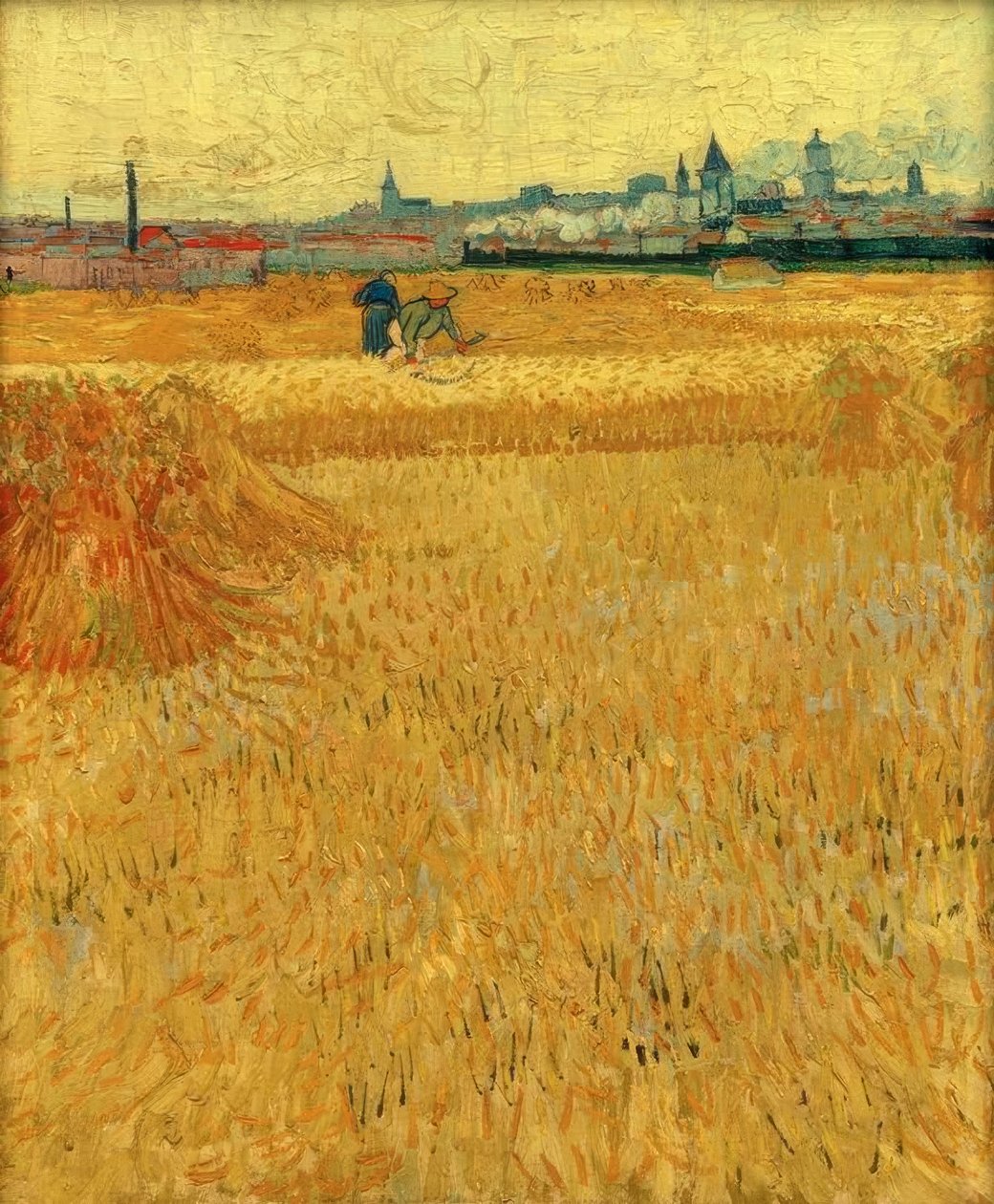 Pšeničné pole s výhledem na Arles od Vincent van Gogh