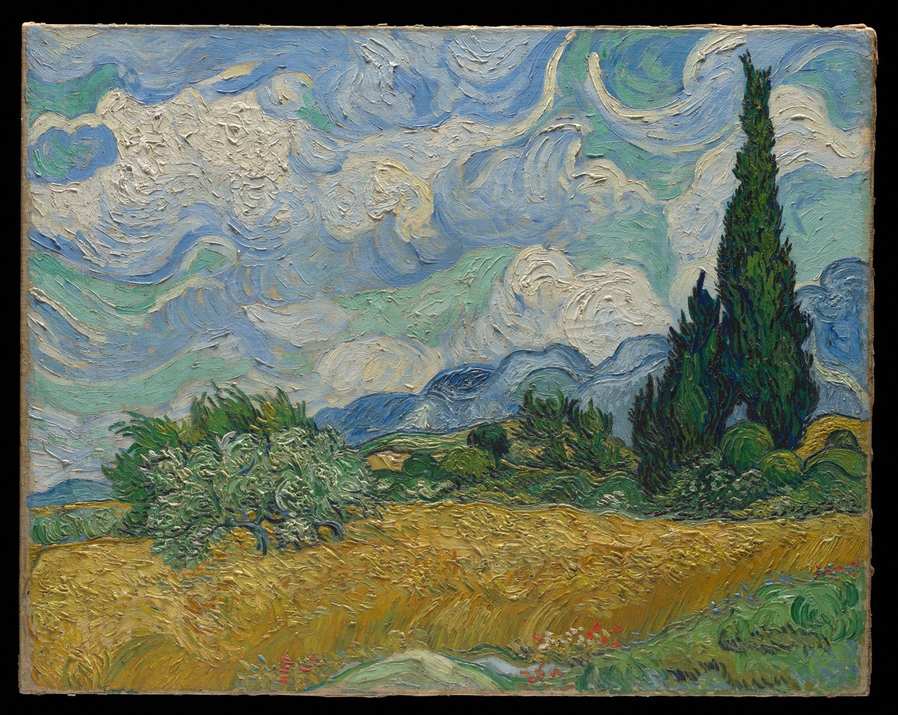 Pšeničné pole s cypřiši od Vincent van Gogh