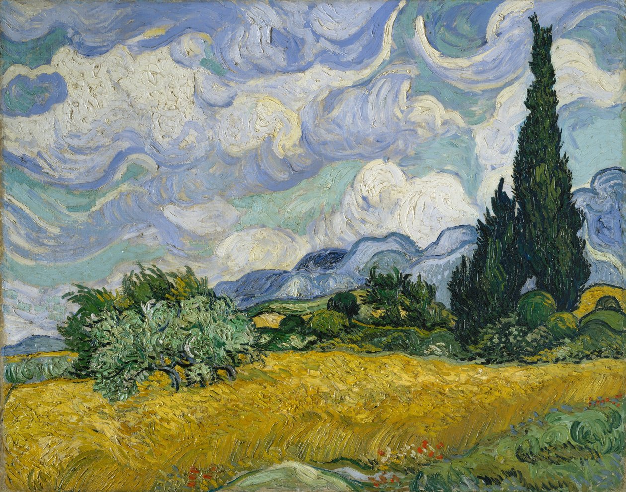 Pšeničné pole s cypřiši, 1889. od Vincent van Gogh