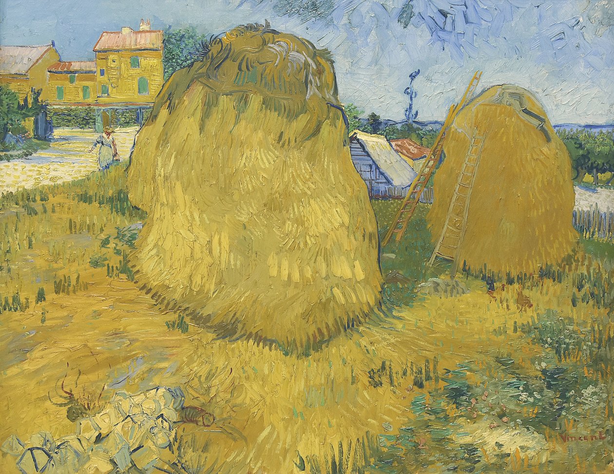 Hromady pšenice v Provence, kolem roku 1888 (olej na plátně) od Vincent van Gogh