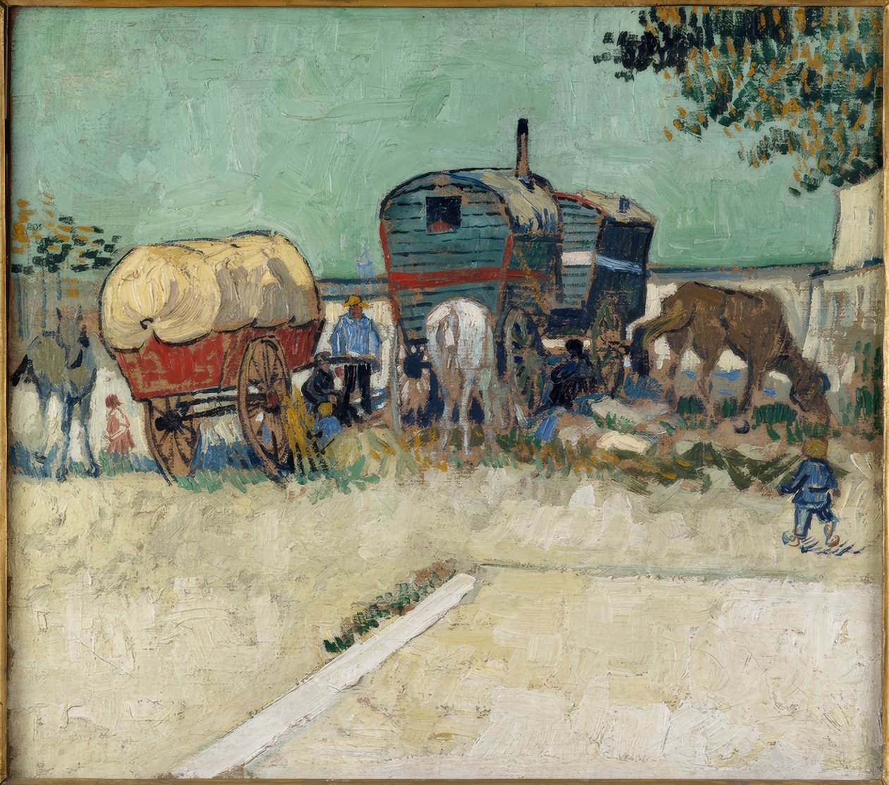 Cikánský tábor s koněm a povozem od Vincent van Gogh