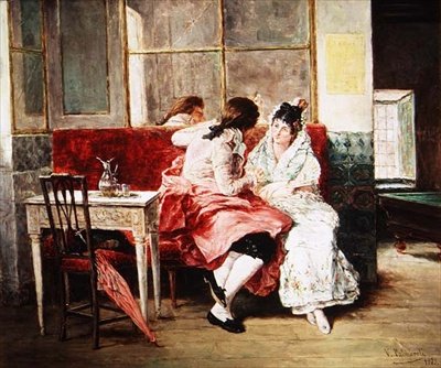 Centrální kavárna 19. století od Vincente Gonzalez Palmaroli