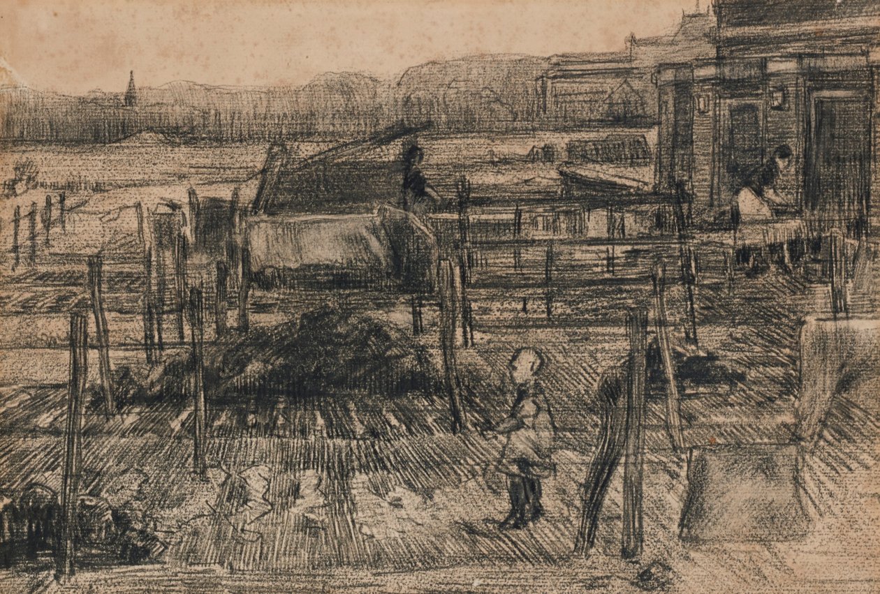 Zadní dvory se dvěma postavami (1882) od Vincent van Gogh