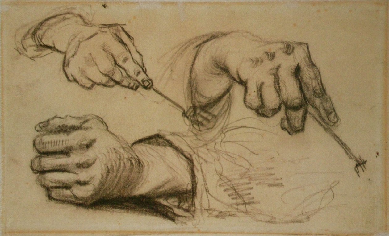 Studie, tři ruce, dvě přídržné vidlice F 1161r JH 746 od Vincent van Gogh