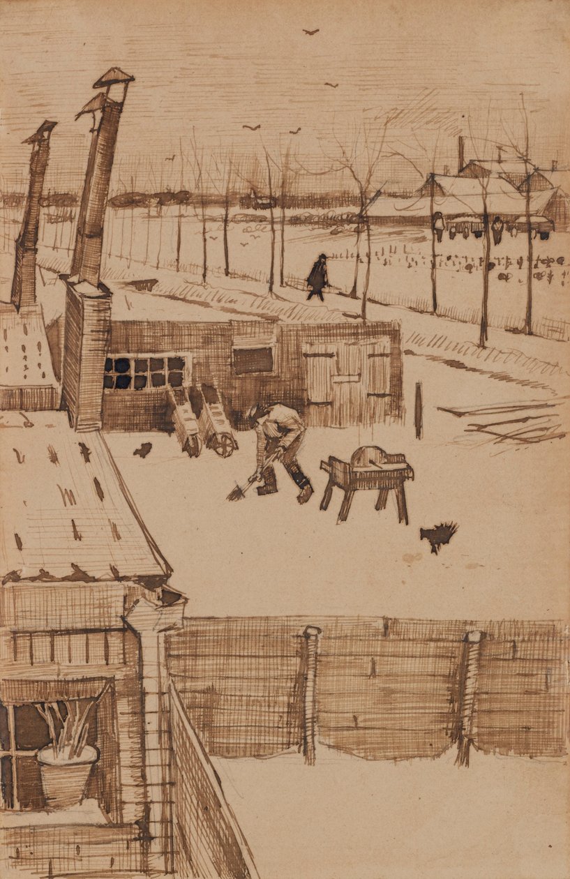 Pohled z okna studia Vincents v zimě I (1883) od Vincent van Gogh
