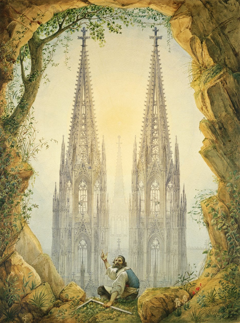 Vize dokončených věží kolínské katedrály, 1861 od Vincenz Statz