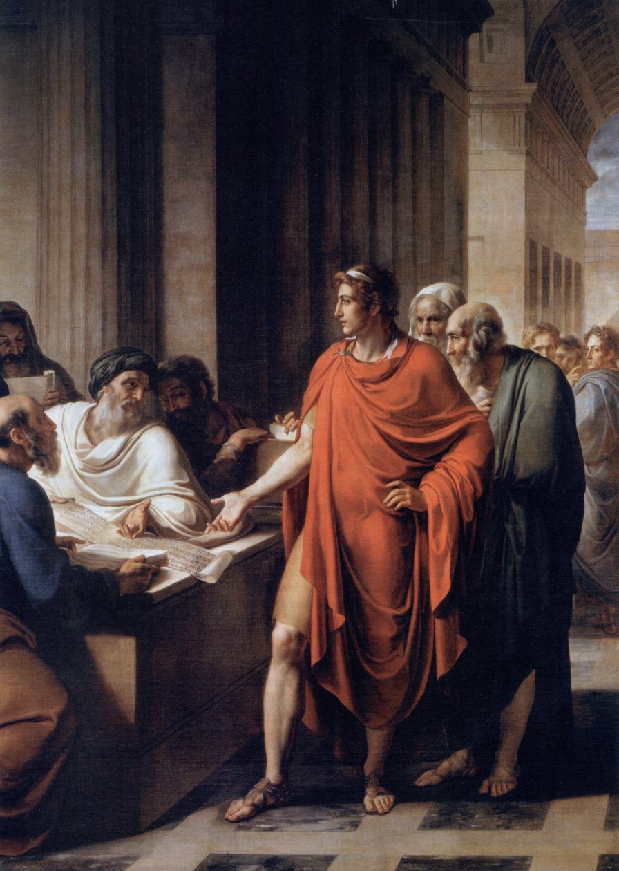 Ptolemaios II Philadelphus zkoumající svitek papyru od Vincenzo Camuccini