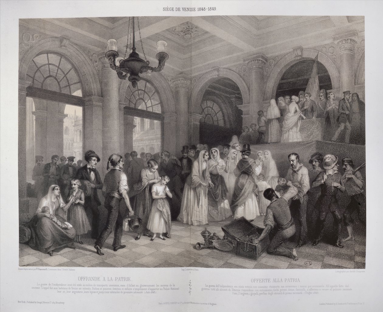 Ženy darující své šperky na pomoc revoluci během obléhání Benátek v letech 1848-9 od Vincenzo after Giacomelli