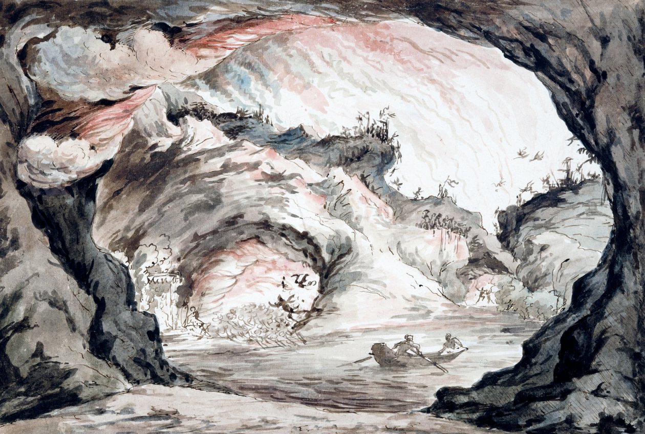 Tragická scéna, skica scénografie (akvarel) od Vincenzo Bonomini