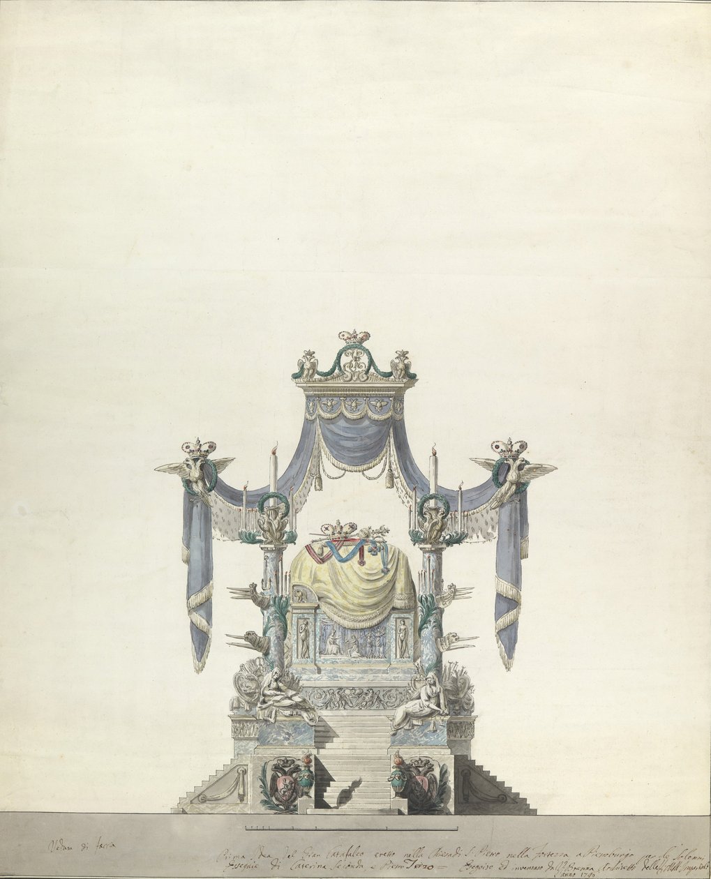 Katafalk pro carevnu Kateřinu Velikou z Ruska Front Elevation., 1796. od Vincenzo Brenna