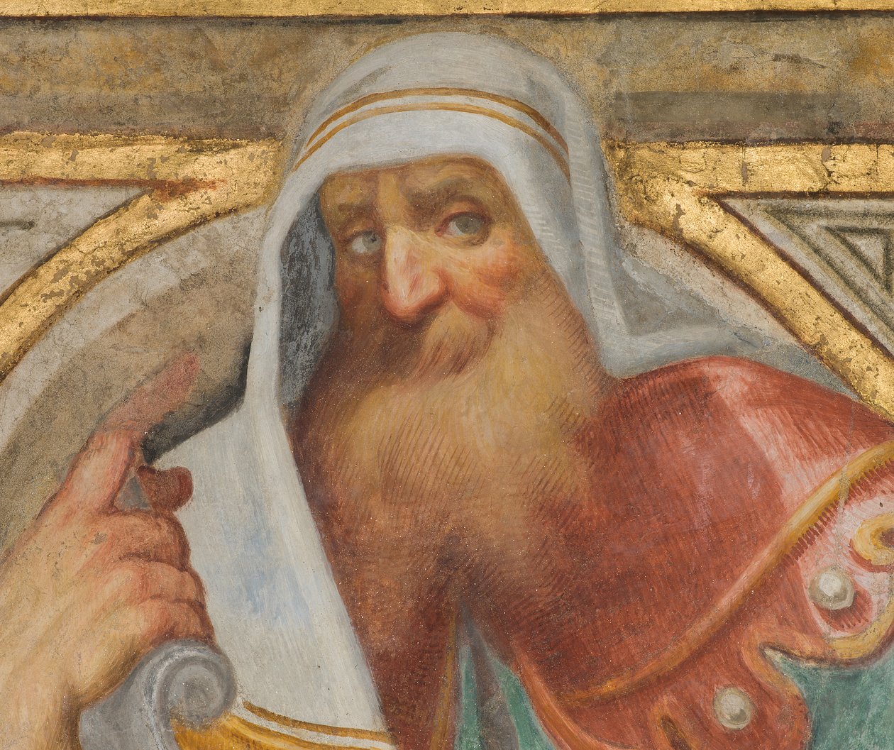 Central Nave, Plume Fourth North Span, Vincenzo Campi 1573, Busta s Prorokem, Detail od Vincenzo Campi