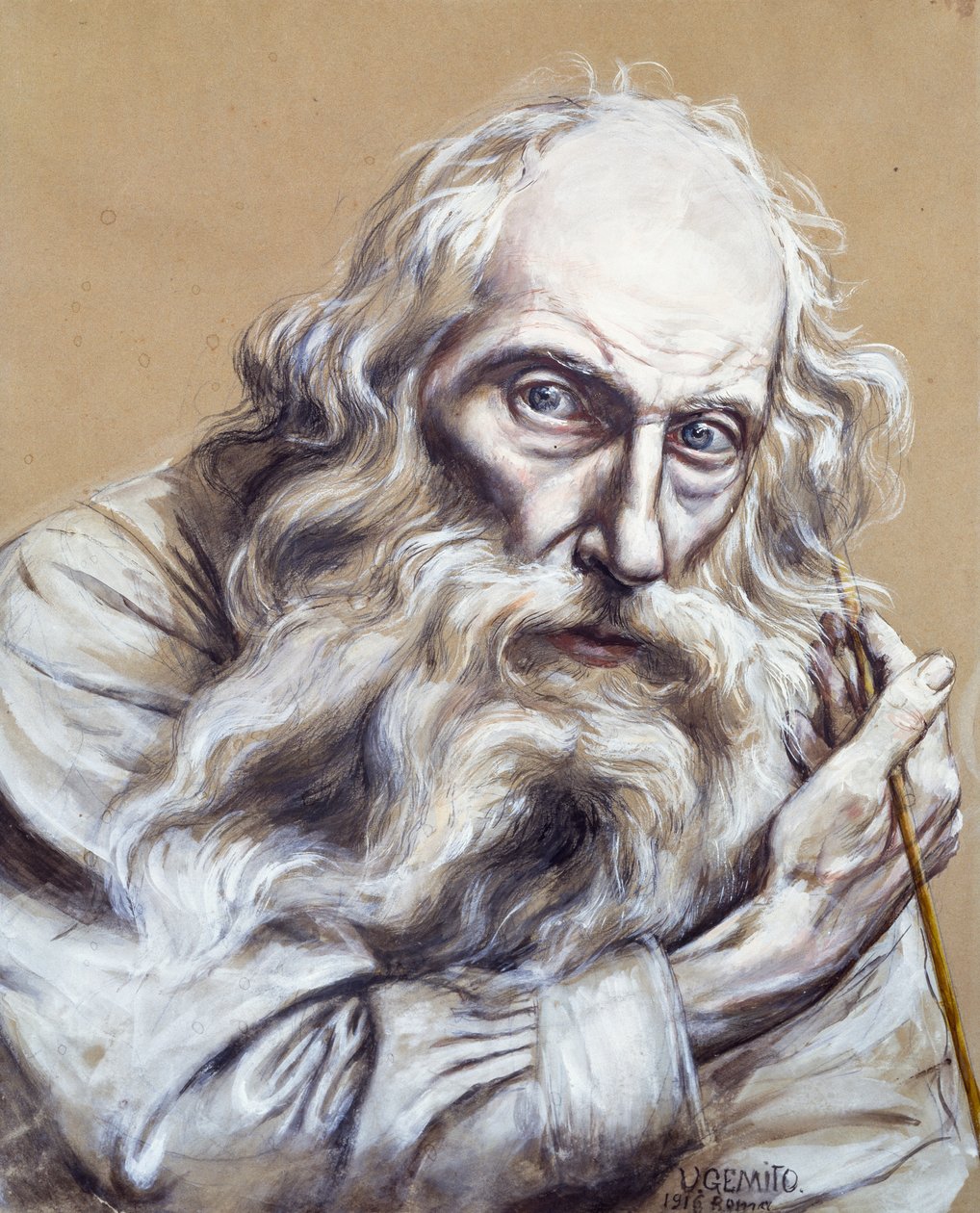 Autoportrét, Vincenzo Gemito (1852-1929), tempera na papíře, 50x40 cm od Vincenzo Gemito