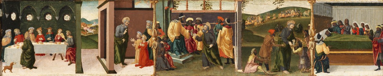 Příběh svatého Tomáše apoštola - Svatý Tomáš křtí Gundaphora a další epizody, 1480-1500 od Vincenzo di Antonio Frediani