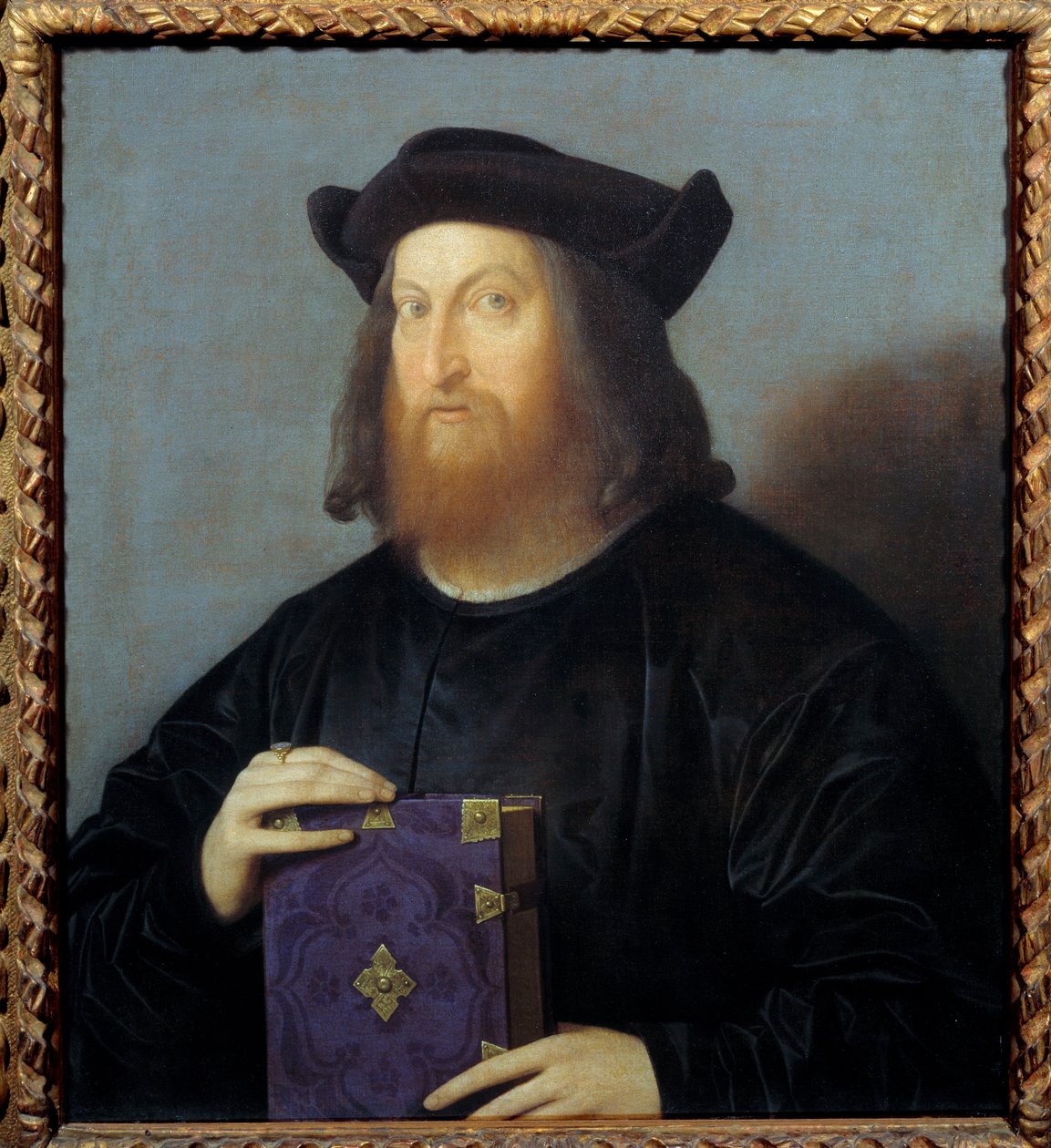 Portrét básníka a architekta Giangiorgia Trissina (1478-1550). Obraz Vincenzo Catena (1470-1531) 15. století Sun. 0,72x0,63 m - Portrét básníka a architekta Giangiorgia Trissina (1478-1550). Obraz Vincenza Cateny (1470-1531) od Vincenzo di Biagio Catena