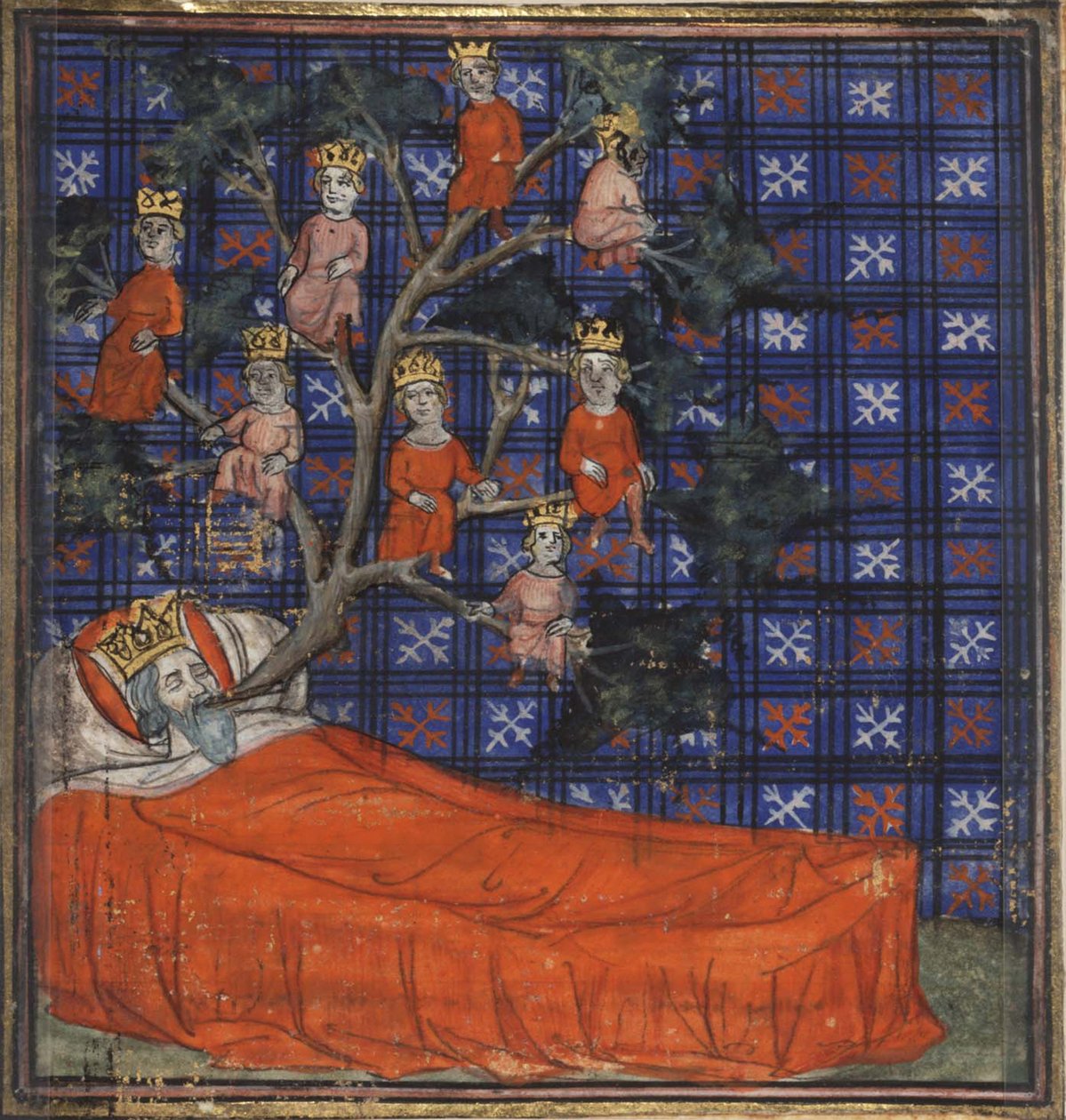 Jesseho strom z historie Bible od Guiarta des Moulins, 1400-1415 od Virgil Master