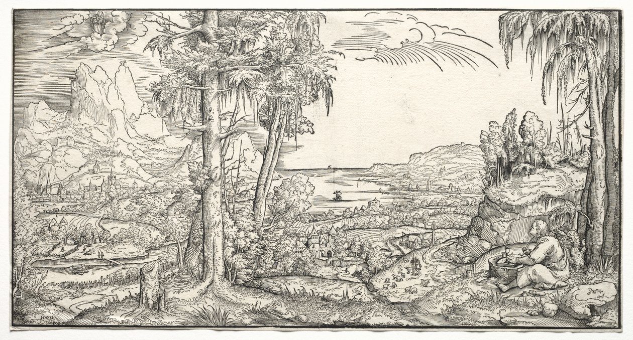 St. John na ostrově Patmos, c. 1545-55. od Virgilius Solis