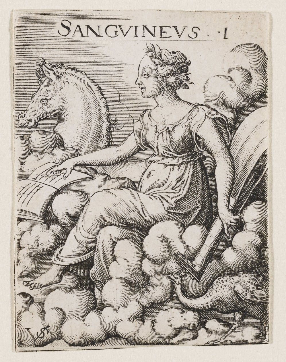 Sanguine Temperament, cca 1530-62 (rytina) od Virgilius the elder Solis