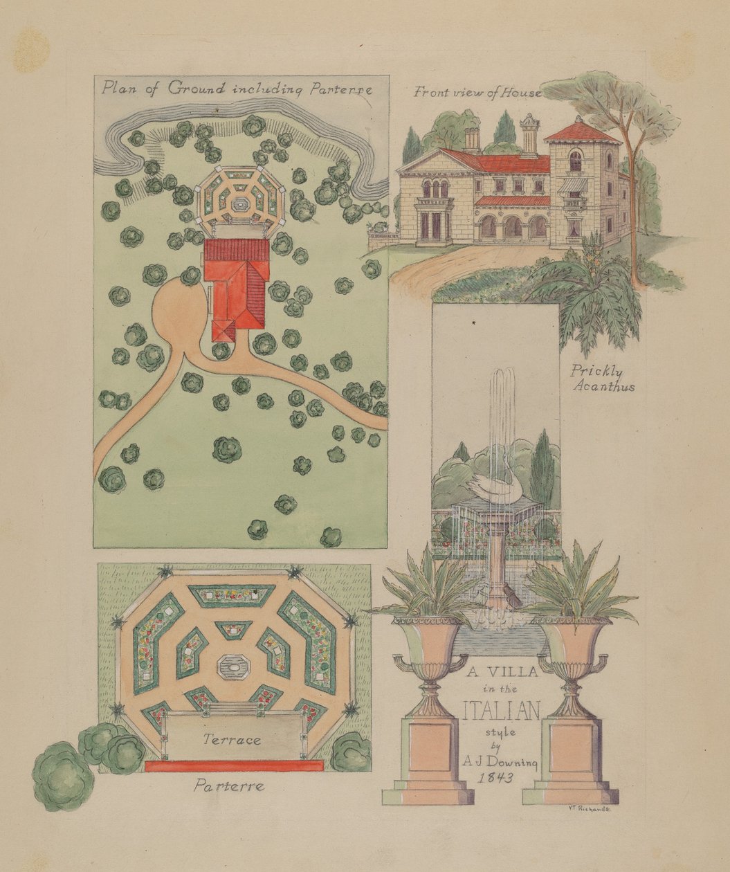 Italian Villa Design, c. 1936. od Virginia Richards