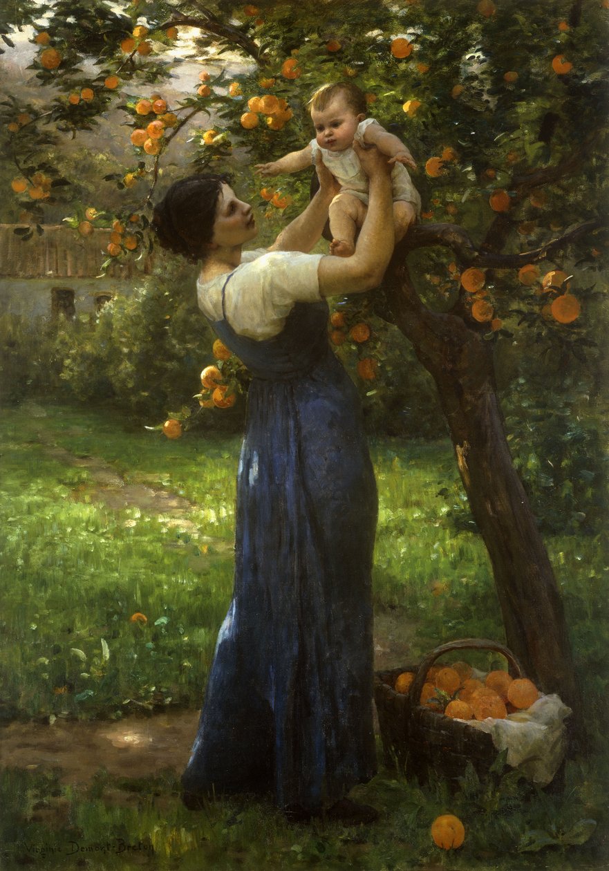 Matka a dítě v pomerančovém háji (olej na plátně) od Virginie Demont Breton